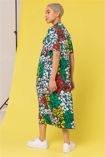 Multi Ditsy Floral Midi Shirt Dress, Image 2 of 5