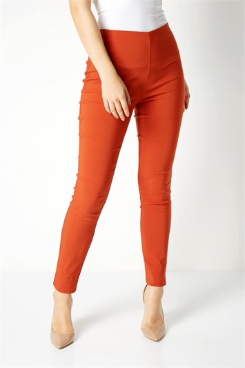 Red Full Length Stretch Trousers