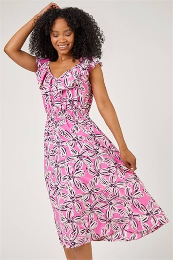 Petite Floral Shirred Waist Dressand this?