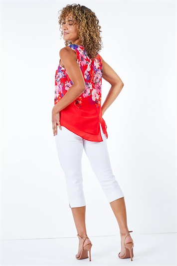 Red Petite Floral Layered Vest Top, Image 2 of 5