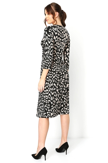 Animal Print Fit And Flare Dress In Light Pink - Roman Originals UK