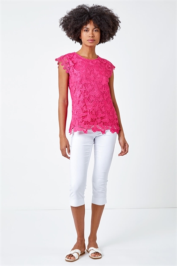 Cerise Sleeveless Embroidered Cotton Blouse Roman Uk