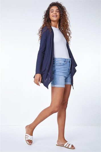 Blue Waterfall Front Jersey Cardigan