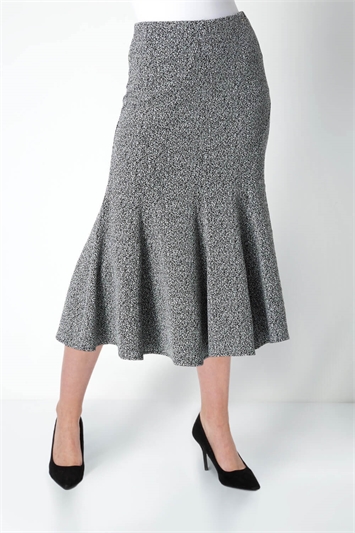 Grey Texture Flared Skirt, Image 1 of 3