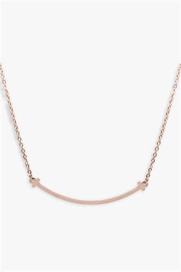 Rose Gold Stainless Steel Smile Necklace