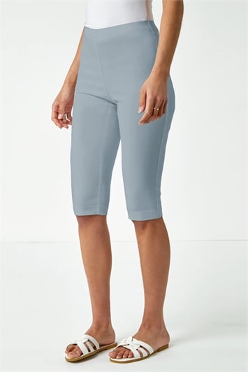 Grey Stretch Knee Length Shorts