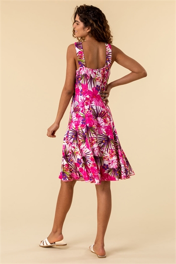Pink Tropical Floral Panel Dress, Image 3 of 5