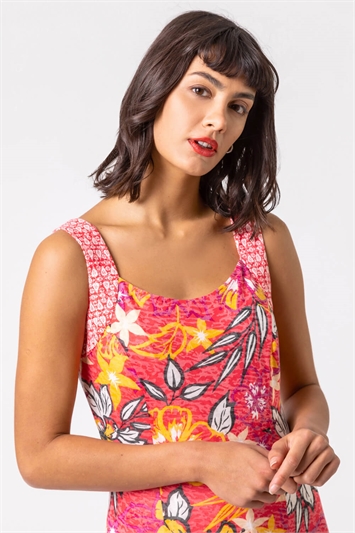 Pink Floral Print Fit And Flare Dress, Image 4 of 4