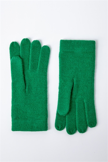 Green Stretch Knit Gloves