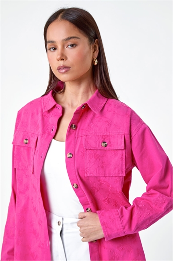 Pink Petite Cotton Broderie Pocket Jacket