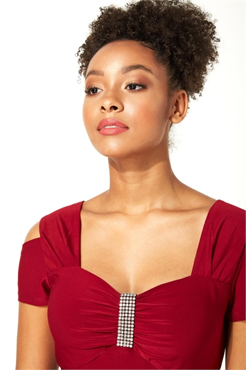 Diamante Cold Shoulder Maxi Dress