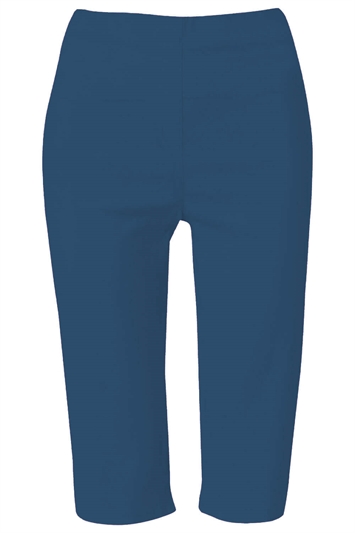Petrol Blue Stretch Knee Length Shorts, Image 4 of 4