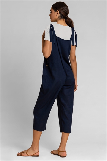Navy Cropped Tie Detail Jumpsuit, Image 2 of 4