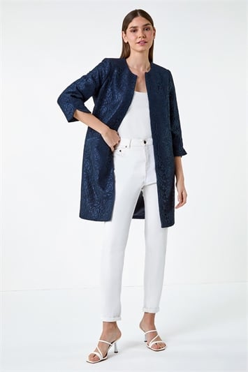 Blue Lace Longline Formal Jacket