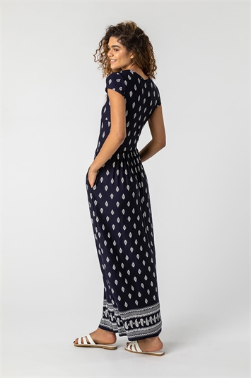 Paisley Border Print Maxi Dress In Navy - Roman Originals UK