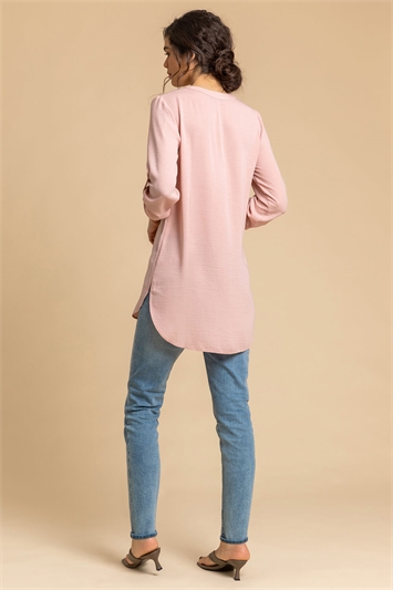 Light Pink Longline Button Detail Tunic Top, Image 2 of 4