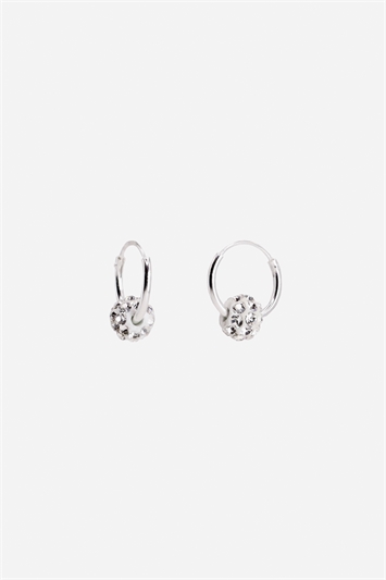 Metallic Sterling Silver Hoop Sphere Earrings