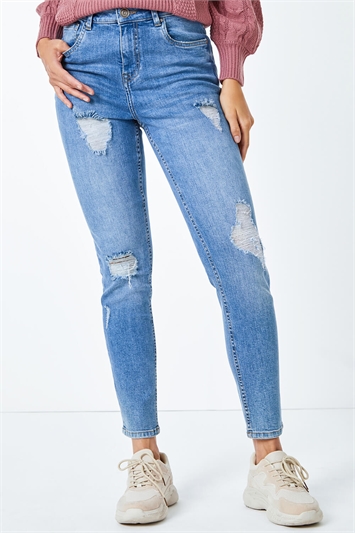Denim Skinny Ripped Stretch Jeans, Image 2 of 5
