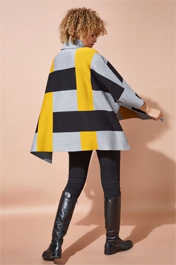 Amber One Size Colourblock High Neck Poncho, Image 3 of 4