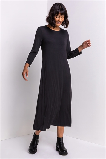 Black Pocket Jersey Maxi Dress, Image 3 of 4