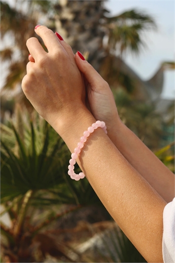 Pink Rose Quartz Gemstone Bead Bracelet