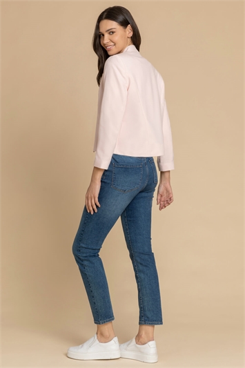 Pink Cropped High Collar Crepe Jacket, Image 2 of 4