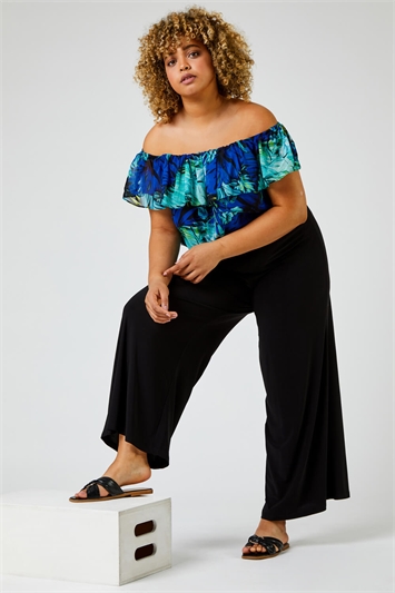 Black Curve Wide Leg Trousers, Image 1 of 5