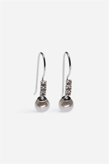 Metallic Sterling Silver Crystal And Pearl Drop Earring