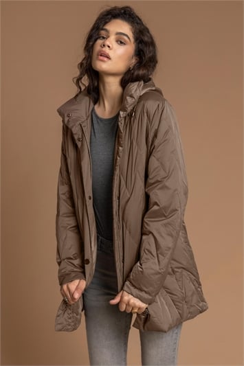 Diagonal Stitch Hooded Padded Coatand this?