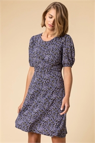 Lilac Ditsy Floral Crossover Fit & Flare Dress