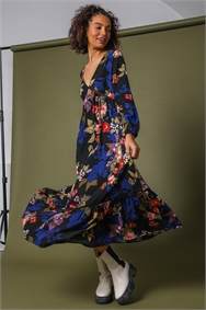 Multi Floral Empire Line Maxi Dress