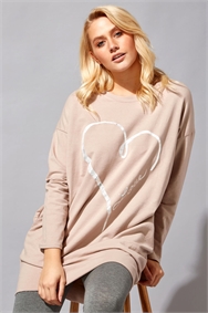 Pink Foil Heart Pocket Sweater Top