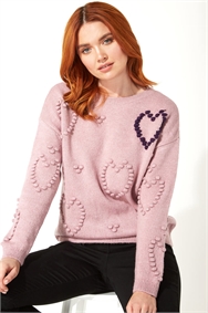 Bobble Heart Embellished Jumper