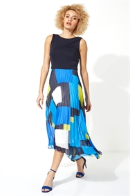 Fit and Flare Pleated Midi Dress