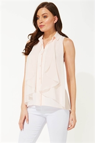 Light Pink Waterfall Front Button Up Blouse