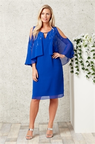 navy blue chiffon overlay dress
