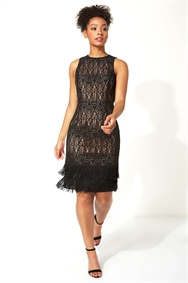 Lace Tassel Sleeveless Flapper Dress
