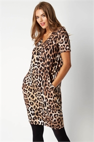 Brown Animal Leopard Print Dress