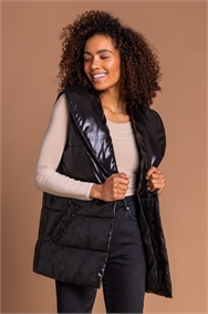 Black Quilted Collared Gilet