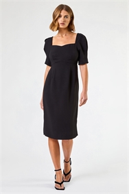Black Sweetheart Neck Fitted Dress 