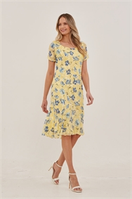 Lemon Julianna Floral Print Chiffon Dress