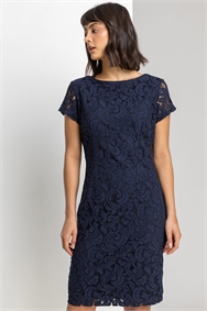 Navy Lace Fitted Dress