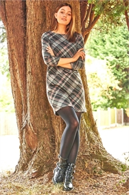 Check Pocket Shift Dress