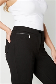 Zip Detail Stretch Trouser in Black 