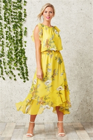 Floral Frill Midi Dress