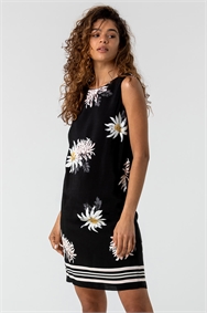 Black Daisy Floral Shift Dress