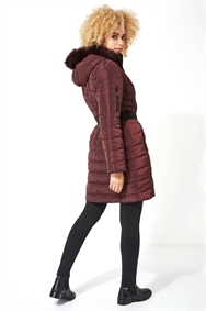 Longline Soft Faux Fur Teddy Coat in Wine Roman Originals UK Longline Soft Faux Fur Teddy Coat in Wine Roman Originals UK
