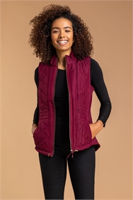 Bordeaux Quilted High Neck Gilet