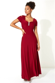 Red Diamante Cold Shoulder Maxi Dress