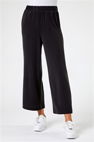 Black Plain Jersey Culotte Trousers